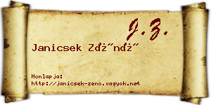Janicsek Zénó névjegykártya